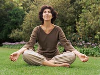 A woman meditates