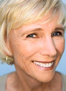 A woman smiling