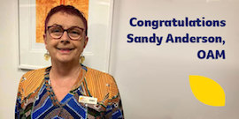 Sandy Anderson, recognised with OAM