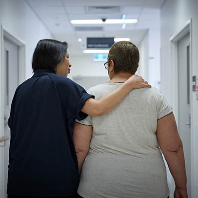 Cancer patient and nurse