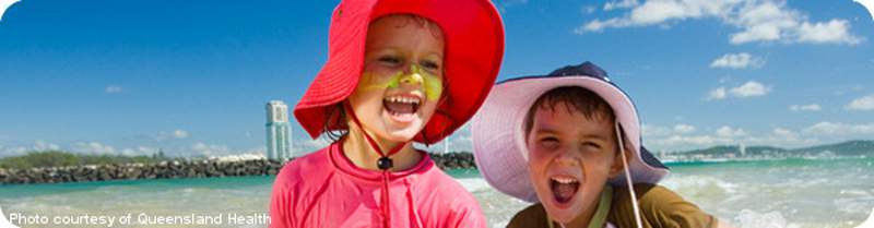 Kids at the beach (courtesy of Queensland Health)