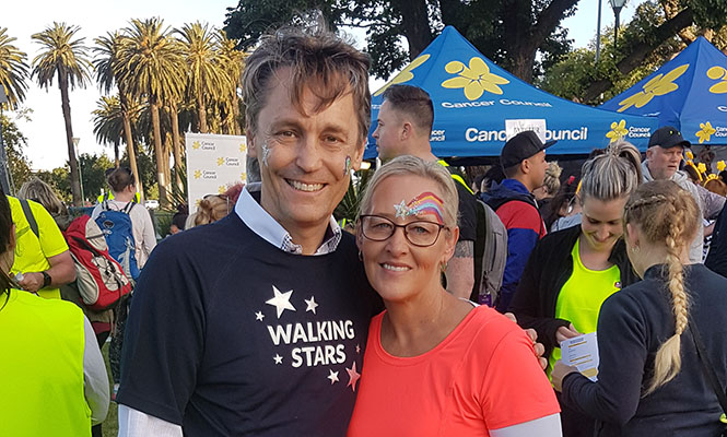 Karen with Cancer Council CEO Todd Harper at the 2019 Walking Stars event