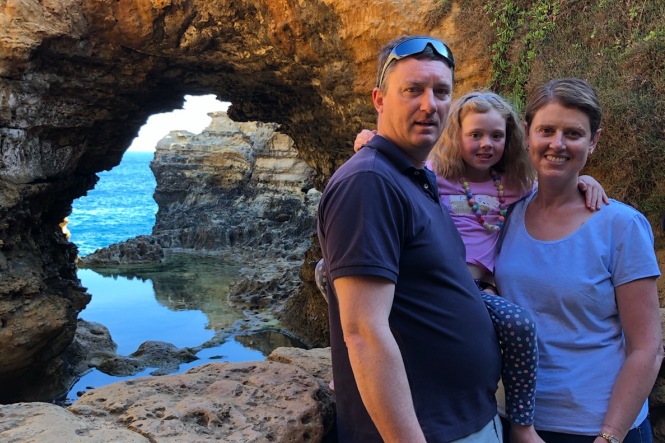 Claire with her family – April 2019
