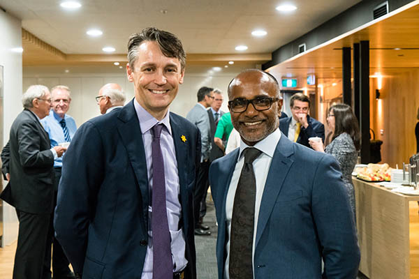 Cancer Council CEO Todd Harper with Dunlop Fellowship recipient Professor Mark Dawson.