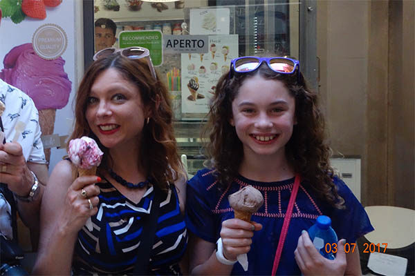 Rachael and Adele eating icecream
