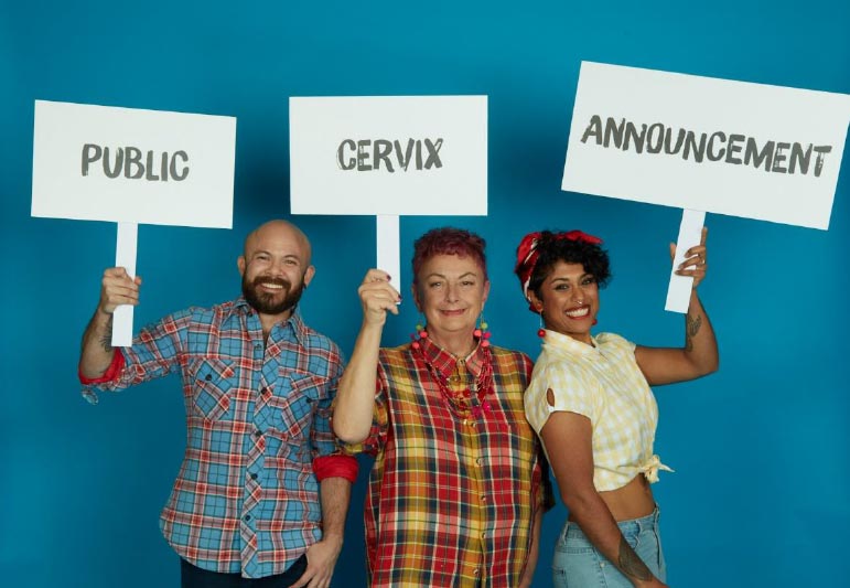 Public Cervix Announcement - people holding signs