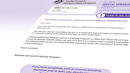 Image of cervical screening letter